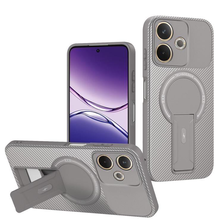 Carbon Fiber Texture MagSafe Phone Case with Holder, For OPPO Reno15 Pro 5G Global, For OPPO A5x 4G / 5G, For OPPO A5 5G / 4G Global, For OPPO Reno14 5G Global, For OPPO A5 Pro 5G / 4G Global, For OPPO Reno13 Pro Global, For OPPO Reno12 Pro Global