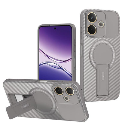 Carbon Fiber Texture MagSafe Phone Case with Holder, For OPPO Reno15 Pro 5G Global, For OPPO A5x 4G / 5G, For OPPO A5 5G / 4G Global, For OPPO Reno14 5G Global, For OPPO A5 Pro 5G / 4G Global, For OPPO Reno13 Pro Global, For OPPO Reno12 Pro Global