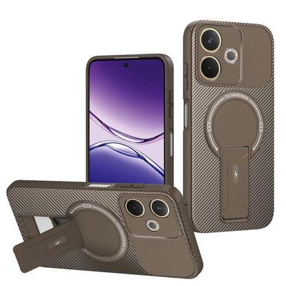 Carbon Fiber Texture MagSafe Phone Case with Holder, For OPPO Reno15 Pro 5G Global, For OPPO A5x 4G / 5G, For OPPO A5 5G / 4G Global, For OPPO Reno14 5G Global, For OPPO A5 Pro 5G / 4G Global, For OPPO Reno13 Pro Global, For OPPO Reno12 Pro Global