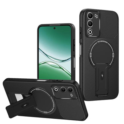Carbon Fiber Texture MagSafe Phone Case with Holder, For OPPO Reno15 Pro 5G Global, For OPPO A5x 4G / 5G, For OPPO A5 5G / 4G Global, For OPPO Reno14 5G Global, For OPPO A5 Pro 5G / 4G Global, For OPPO Reno13 Pro Global, For OPPO Reno12 Pro Global