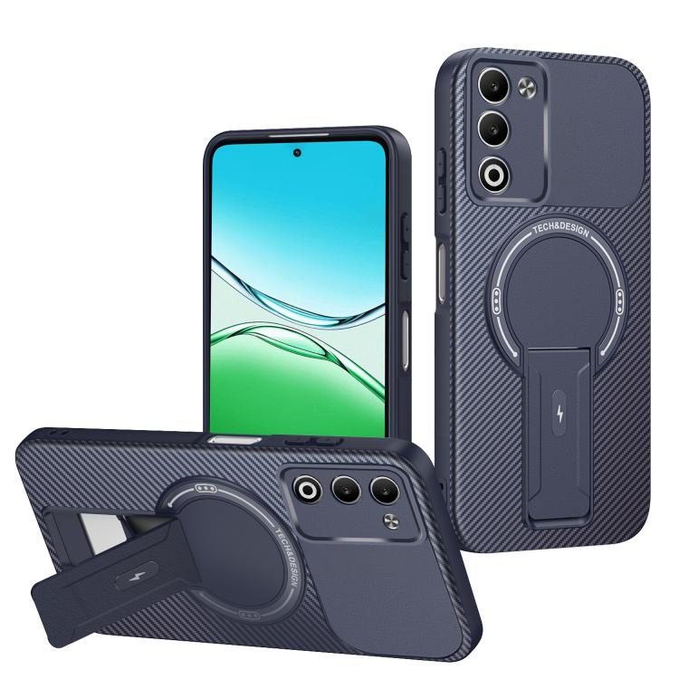 Carbon Fiber Texture MagSafe Phone Case with Holder, For OPPO Reno15 Pro 5G Global, For OPPO A5x 4G / 5G, For OPPO A5 5G / 4G Global, For OPPO Reno14 5G Global, For OPPO A5 Pro 5G / 4G Global, For OPPO Reno13 Pro Global, For OPPO Reno12 Pro Global
