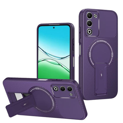 Carbon Fiber Texture MagSafe Phone Case with Holder, For OPPO Reno15 Pro 5G Global, For OPPO A5x 4G / 5G, For OPPO A5 5G / 4G Global, For OPPO Reno14 5G Global, For OPPO A5 Pro 5G / 4G Global, For OPPO Reno13 Pro Global, For OPPO Reno12 Pro Global