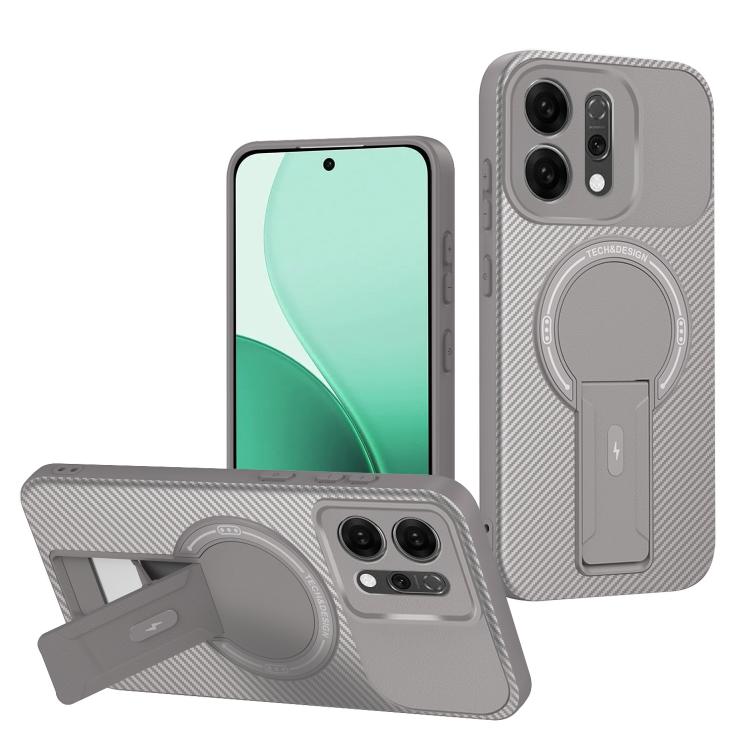 Carbon Fiber Texture MagSafe Phone Case with Holder, For OPPO Reno15 Pro 5G Global, For OPPO A5x 4G / 5G, For OPPO A5 5G / 4G Global, For OPPO Reno14 5G Global, For OPPO A5 Pro 5G / 4G Global, For OPPO Reno13 Pro Global, For OPPO Reno12 Pro Global