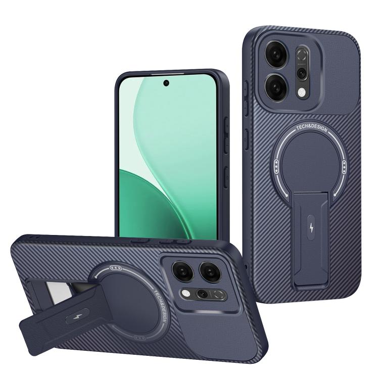 Carbon Fiber Texture MagSafe Phone Case with Holder, For OPPO Reno15 Pro 5G Global, For OPPO A5x 4G / 5G, For OPPO A5 5G / 4G Global, For OPPO Reno14 5G Global, For OPPO A5 Pro 5G / 4G Global, For OPPO Reno13 Pro Global, For OPPO Reno12 Pro Global