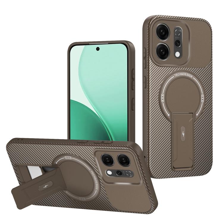 Carbon Fiber Texture MagSafe Phone Case with Holder, For OPPO Reno15 Pro 5G Global, For OPPO A5x 4G / 5G, For OPPO A5 5G / 4G Global, For OPPO Reno14 5G Global, For OPPO A5 Pro 5G / 4G Global, For OPPO Reno13 Pro Global, For OPPO Reno12 Pro Global