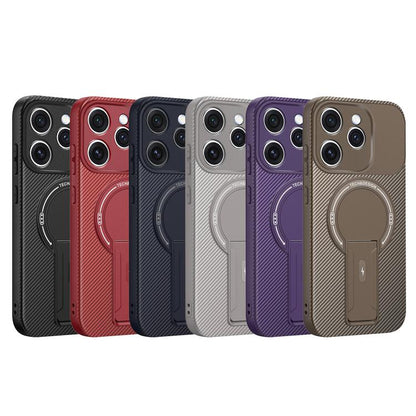 Carbon Fiber Texture MagSafe Phone Case with Holder, For OPPO Reno15 Pro 5G Global, For OPPO A5x 4G / 5G, For OPPO A5 5G / 4G Global, For OPPO Reno14 5G Global, For OPPO A5 Pro 5G / 4G Global, For OPPO Reno13 Pro Global, For OPPO Reno12 Pro Global