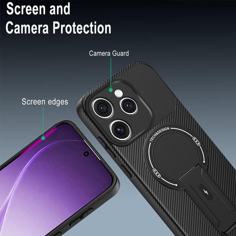 Carbon Fiber Texture MagSafe Phone Case with Holder, For OPPO Reno15 Pro 5G Global, For OPPO A5x 4G / 5G, For OPPO A5 5G / 4G Global, For OPPO Reno14 5G Global, For OPPO A5 Pro 5G / 4G Global, For OPPO Reno13 Pro Global, For OPPO Reno12 Pro Global