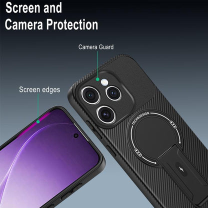 Carbon Fiber Texture MagSafe Phone Case with Holder, For OPPO Reno15 Pro 5G Global, For OPPO A5x 4G / 5G, For OPPO A5 5G / 4G Global, For OPPO Reno14 5G Global, For OPPO A5 Pro 5G / 4G Global, For OPPO Reno13 Pro Global, For OPPO Reno12 Pro Global