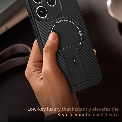 Carbon Fiber Texture MagSafe Phone Case with Holder, For OPPO Reno15 Pro 5G Global, For OPPO A5x 4G / 5G, For OPPO A5 5G / 4G Global, For OPPO Reno14 5G Global, For OPPO A5 Pro 5G / 4G Global, For OPPO Reno13 Pro Global, For OPPO Reno12 Pro Global