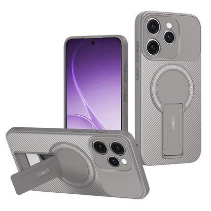 Carbon Fiber Texture MagSafe Phone Case with Holder, For OPPO Reno15 Pro 5G Global, For OPPO A5x 4G / 5G, For OPPO A5 5G / 4G Global, For OPPO Reno14 5G Global, For OPPO A5 Pro 5G / 4G Global, For OPPO Reno13 Pro Global, For OPPO Reno12 Pro Global