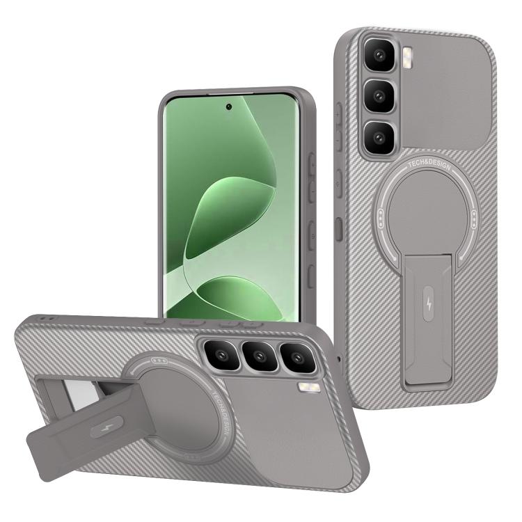 Carbon Fiber Texture MagSafe Phone Case with Holder, For Infinix Hot 70 5G, For Infinix Note Edge 5G, For Infinix Note 60 / 60 Pro 5G, For Infinix Hot 60 5G / Hot 60i 4G, For Infinix Hot 60 Pro+ 4G, For Infinix Hot 60 Pro 4G, For Infinix Hot 50 Pro+ 4G