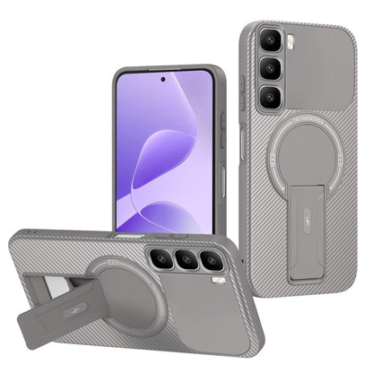 Carbon Fiber Texture MagSafe Phone Case with Holder, For Infinix Hot 70 5G, For Infinix Note Edge 5G, For Infinix Note 60 / 60 Pro 5G, For Infinix Hot 60 5G / Hot 60i 4G, For Infinix Hot 60 Pro+ 4G, For Infinix Hot 60 Pro 4G, For Infinix Hot 50 Pro+ 4G