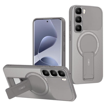 Carbon Fiber Texture MagSafe Phone Case with Holder, For Infinix Hot 70 5G, For Infinix Note Edge 5G, For Infinix Note 60 / 60 Pro 5G, For Infinix Hot 60 5G / Hot 60i 4G, For Infinix Hot 60 Pro+ 4G, For Infinix Hot 60 Pro 4G, For Infinix Hot 50 Pro+ 4G