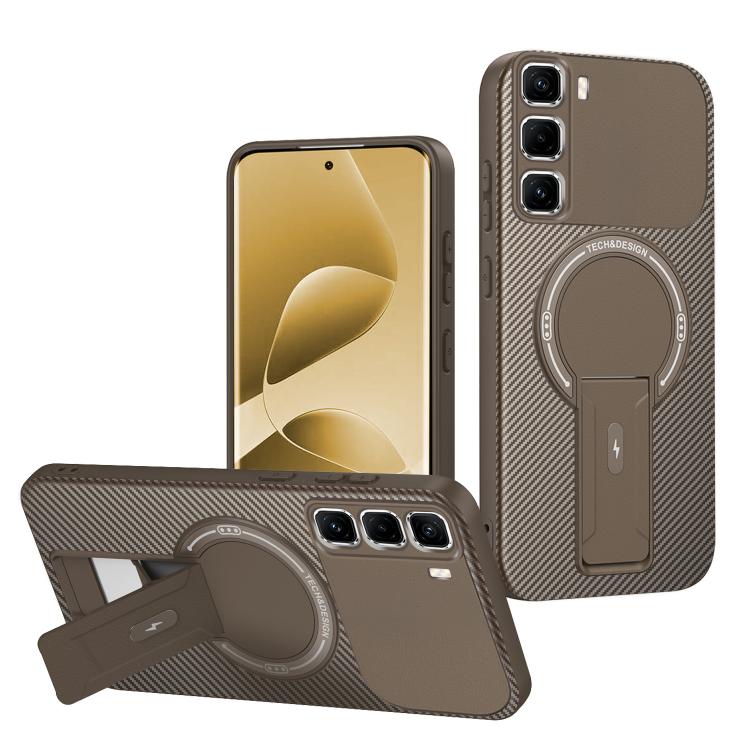 Carbon Fiber Texture MagSafe Phone Case with Holder, For Infinix Hot 70 5G, For Infinix Note Edge 5G, For Infinix Note 60 / 60 Pro 5G, For Infinix Hot 60 5G / Hot 60i 4G, For Infinix Hot 60 Pro+ 4G, For Infinix Hot 60 Pro 4G, For Infinix Hot 50 Pro+ 4G
