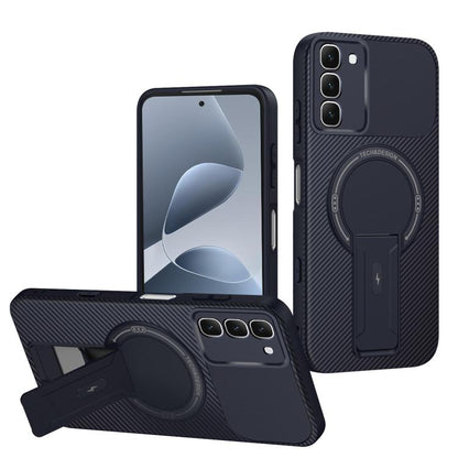 Carbon Fiber Texture MagSafe Phone Case with Holder, For Infinix Hot 70 5G, For Infinix Note Edge 5G, For Infinix Note 60 / 60 Pro 5G, For Infinix Hot 60 5G / Hot 60i 4G, For Infinix Hot 60 Pro+ 4G, For Infinix Hot 60 Pro 4G, For Infinix Hot 50 Pro+ 4G