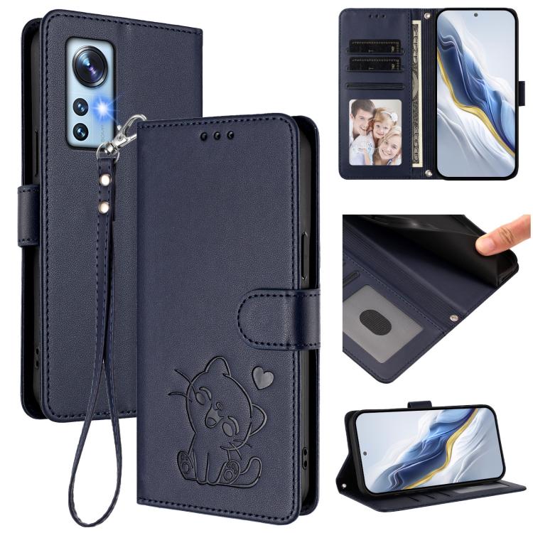 Embossed Heart Cat Leather Phone Case with Hand Strap, For Xiaomi 13 5G, For Xiaomi 12S Ultra, For Xiaomi 12 Pro / 12S Pro, For Xiaomi 12 5G / 12X 5G / 12S 5G, For Xiaomi 12 Lite, For Xiaomi Civi 1S, For Xiaomi Poco M4 Pro 4G, For Xiaomi Poco X4 Pro 5G
