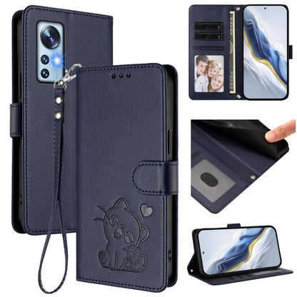 Embossed Heart Cat Leather Phone Case with Hand Strap, For Xiaomi 13 5G, For Xiaomi 12S Ultra, For Xiaomi 12 Pro / 12S Pro, For Xiaomi 12 5G / 12X 5G / 12S 5G, For Xiaomi 12 Lite, For Xiaomi Civi 1S, For Xiaomi Poco M4 Pro 4G, For Xiaomi Poco X4 Pro 5G