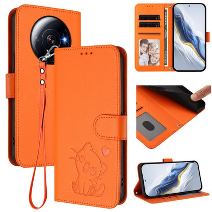 Embossed Heart Cat Leather Phone Case with Hand Strap, For Xiaomi 13 5G, For Xiaomi 12S Ultra, For Xiaomi 12 Pro / 12S Pro, For Xiaomi 12 5G / 12X 5G / 12S 5G, For Xiaomi 12 Lite, For Xiaomi Civi 1S, For Xiaomi Poco M4 Pro 4G, For Xiaomi Poco X4 Pro 5G