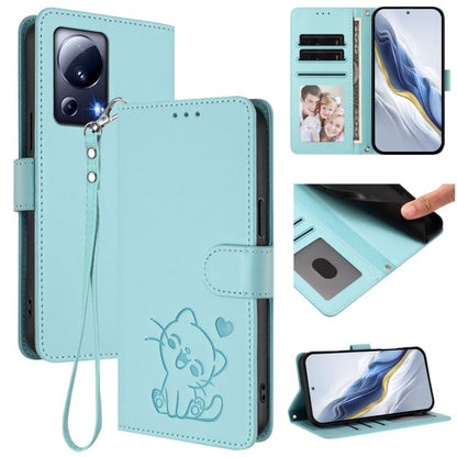 Embossed Heart Cat Leather Phone Case with Hand Strap, For Xiaomi Poco X6 Pro 5G / Redmi K70E 5G, For Xiaomi 14 Ultra 5G, For Xiaomi 14 Pro 5G, For Xiaomi 14 5G, For Xiaomi 13T / 13T Pro 5G, For Xiaomi 13 Ultra, For Xiaomi Civi 3 5G                    ...