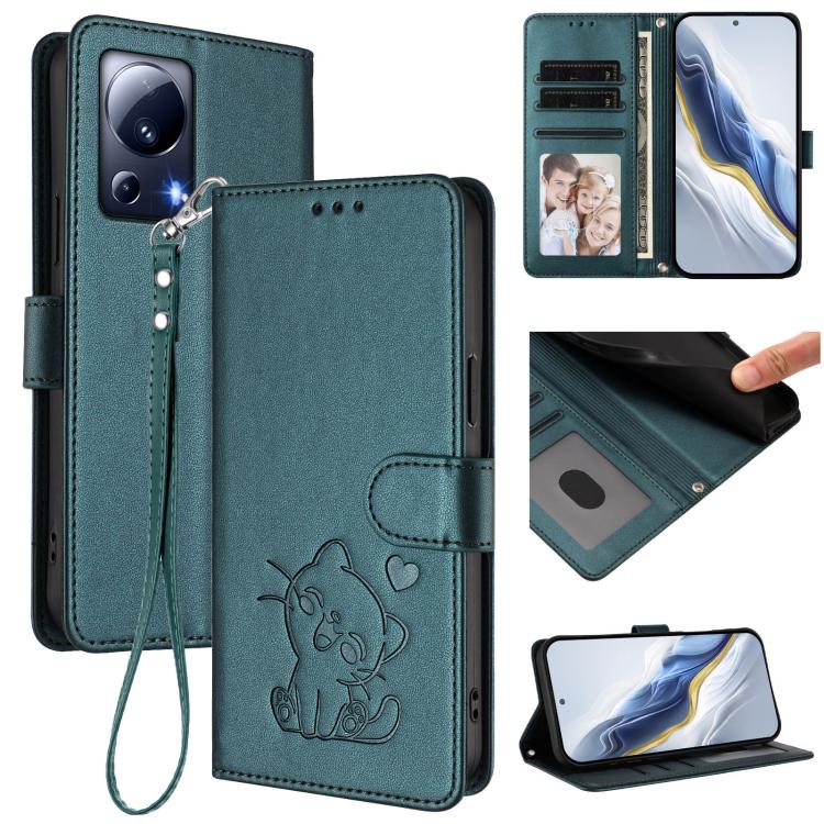 Embossed Heart Cat Leather Phone Case with Hand Strap, For Xiaomi Poco X6 Pro 5G / Redmi K70E 5G, For Xiaomi 14 Ultra 5G, For Xiaomi 14 Pro 5G, For Xiaomi 14 5G, For Xiaomi 13T / 13T Pro 5G, For Xiaomi 13 Ultra, For Xiaomi Civi 3 5G                    ...