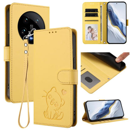 Embossed Heart Cat Leather Phone Case with Hand Strap, For Xiaomi Poco X6 Pro 5G / Redmi K70E 5G, For Xiaomi 14 Ultra 5G, For Xiaomi 14 Pro 5G, For Xiaomi 14 5G, For Xiaomi 13T / 13T Pro 5G, For Xiaomi 13 Ultra, For Xiaomi Civi 3 5G                    ...