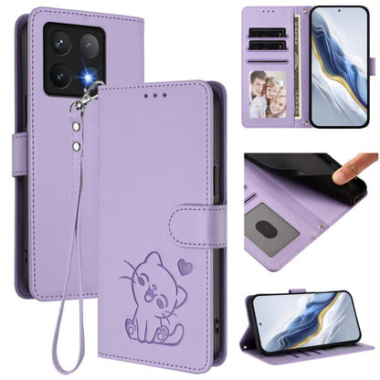 Embossed Heart Cat Leather Phone Case with Hand Strap, For Xiaomi 15 Ultra, For Xiaomi Poco X7 Pro 5G / Redmi Turbo 4 5G, For Xiaomi 15 Pro, For Xiaomi 15, For Xiaomi 14T Pro 5G, For Xiaomi 14T 5G, For Xiaomi Poco F6 5G, For Xiaomi Poco F6 Pro 5G      ...