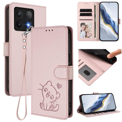Embossed Heart Cat Leather Phone Case with Hand Strap, For Xiaomi 15 Ultra, For Xiaomi Poco X7 Pro 5G / Redmi Turbo 4 5G, For Xiaomi 15 Pro, For Xiaomi 15, For Xiaomi 14T Pro 5G, For Xiaomi 14T 5G, For Xiaomi Poco F6 5G, For Xiaomi Poco F6 Pro 5G      ...
