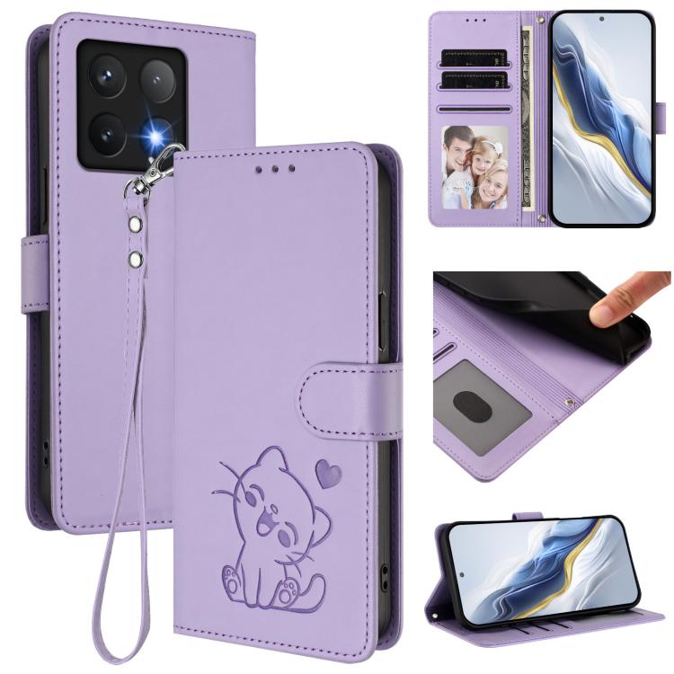 Embossed Heart Cat Leather Phone Case with Hand Strap, For Xiaomi 15 Ultra, For Xiaomi Poco X7 Pro 5G / Redmi Turbo 4 5G, For Xiaomi 15 Pro, For Xiaomi 15, For Xiaomi 14T Pro 5G, For Xiaomi 14T 5G, For Xiaomi Poco F6 5G, For Xiaomi Poco F6 Pro 5G      ...