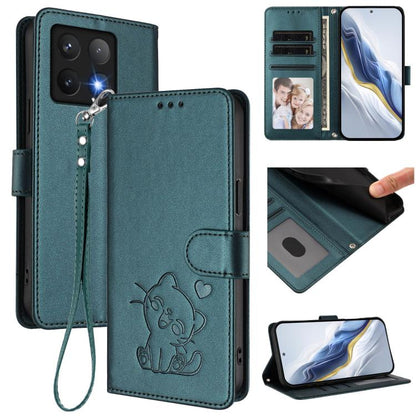 Embossed Heart Cat Leather Phone Case with Hand Strap, For Xiaomi 15 Ultra, For Xiaomi Poco X7 Pro 5G / Redmi Turbo 4 5G, For Xiaomi 15 Pro, For Xiaomi 15, For Xiaomi 14T Pro 5G, For Xiaomi 14T 5G, For Xiaomi Poco F6 5G, For Xiaomi Poco F6 Pro 5G      ...