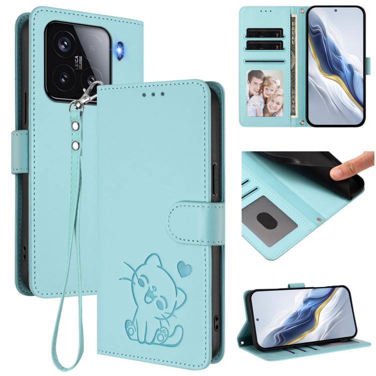 Embossed Heart Cat Leather Phone Case with Hand Strap, For Xiaomi 15 Ultra, For Xiaomi Poco X7 Pro 5G / Redmi Turbo 4 5G, For Xiaomi 15 Pro, For Xiaomi 15, For Xiaomi 14T Pro 5G, For Xiaomi 14T 5G, For Xiaomi Poco F6 5G, For Xiaomi Poco F6 Pro 5G      ...