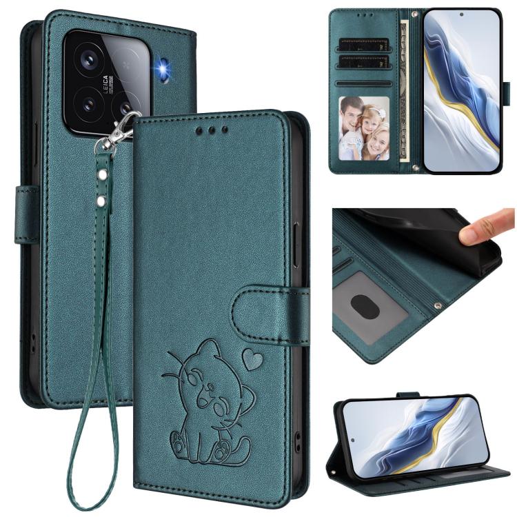 Embossed Heart Cat Leather Phone Case with Hand Strap, For Xiaomi 15 Ultra, For Xiaomi Poco X7 Pro 5G / Redmi Turbo 4 5G, For Xiaomi 15 Pro, For Xiaomi 15, For Xiaomi 14T Pro 5G, For Xiaomi 14T 5G, For Xiaomi Poco F6 5G, For Xiaomi Poco F6 Pro 5G      ...