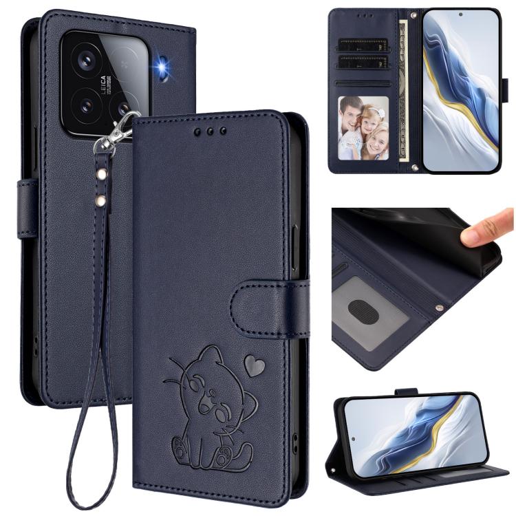 Embossed Heart Cat Leather Phone Case with Hand Strap, For Xiaomi 15 Ultra, For Xiaomi Poco X7 Pro 5G / Redmi Turbo 4 5G, For Xiaomi 15 Pro, For Xiaomi 15, For Xiaomi 14T Pro 5G, For Xiaomi 14T 5G, For Xiaomi Poco F6 5G, For Xiaomi Poco F6 Pro 5G      ...
