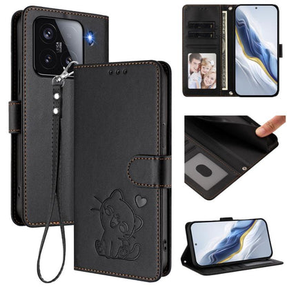 Embossed Heart Cat Leather Phone Case with Hand Strap, For Xiaomi 15 Ultra, For Xiaomi Poco X7 Pro 5G / Redmi Turbo 4 5G, For Xiaomi 15 Pro, For Xiaomi 15, For Xiaomi 14T Pro 5G, For Xiaomi 14T 5G, For Xiaomi Poco F6 5G, For Xiaomi Poco F6 Pro 5G      ...