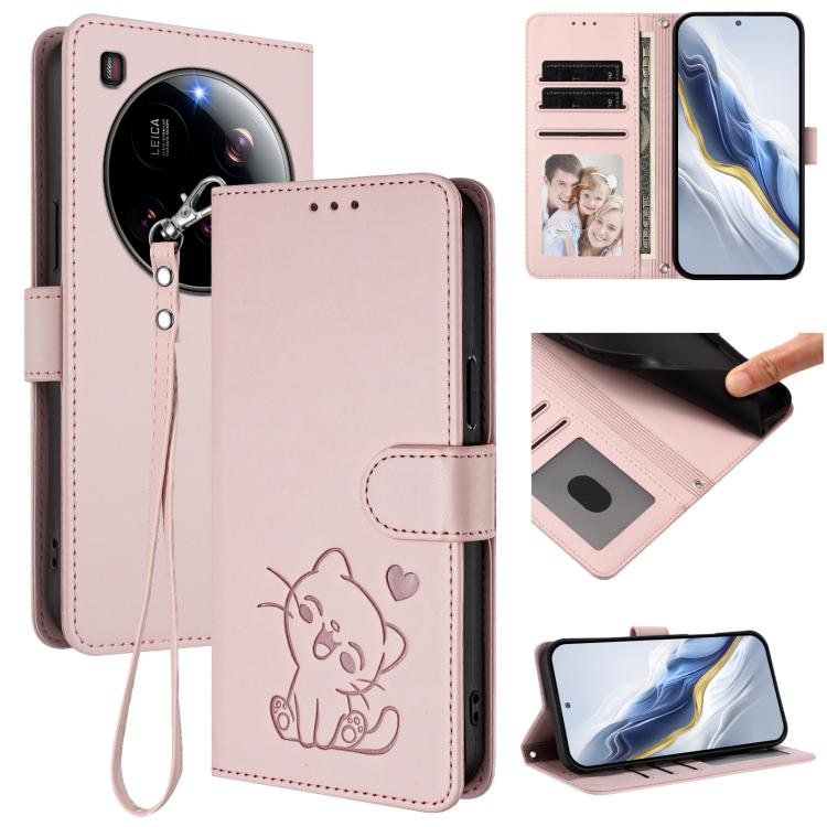 Embossed Heart Cat Leather Phone Case with Hand Strap, For Xiaomi 15 Ultra, For Xiaomi Poco X7 Pro 5G / Redmi Turbo 4 5G, For Xiaomi 15 Pro, For Xiaomi 15, For Xiaomi 14T Pro 5G, For Xiaomi 14T 5G, For Xiaomi Poco F6 5G, For Xiaomi Poco F6 Pro 5G      ...