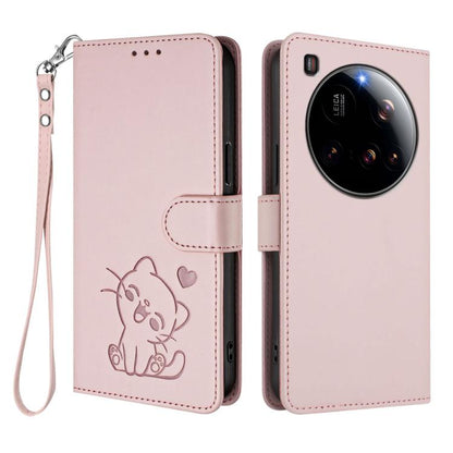 Embossed Heart Cat Leather Phone Case with Hand Strap, For Xiaomi 15 Ultra, For Xiaomi Poco X7 Pro 5G / Redmi Turbo 4 5G, For Xiaomi 15 Pro, For Xiaomi 15, For Xiaomi 14T Pro 5G, For Xiaomi 14T 5G, For Xiaomi Poco F6 5G, For Xiaomi Poco F6 Pro 5G      ...