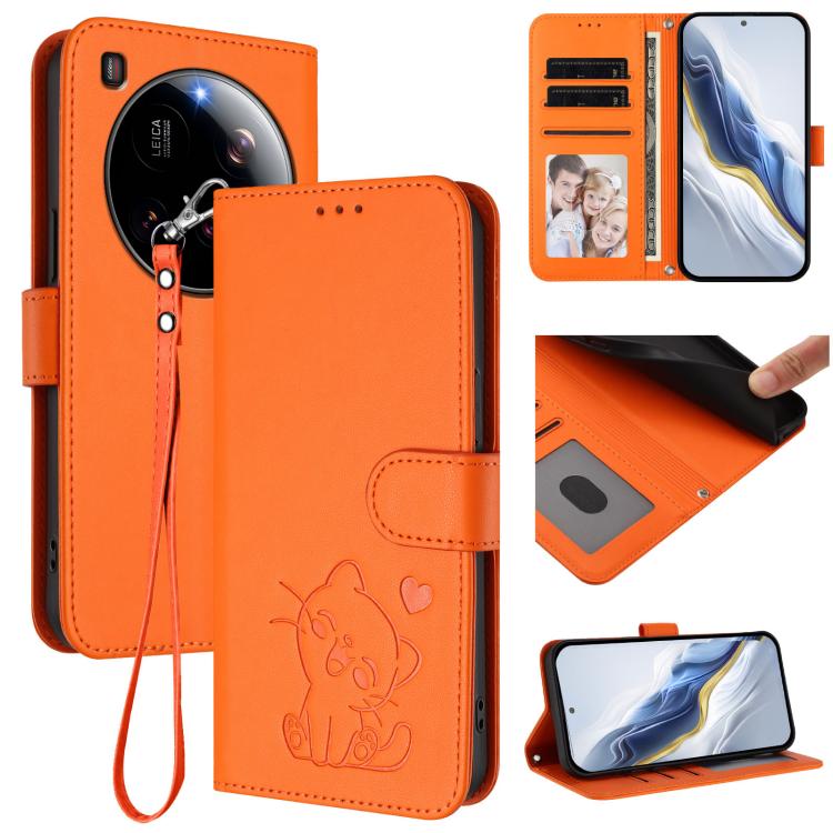 Embossed Heart Cat Leather Phone Case with Hand Strap, For Xiaomi 15 Ultra, For Xiaomi Poco X7 Pro 5G / Redmi Turbo 4 5G, For Xiaomi 15 Pro, For Xiaomi 15, For Xiaomi 14T Pro 5G, For Xiaomi 14T 5G, For Xiaomi Poco F6 5G, For Xiaomi Poco F6 Pro 5G      ...