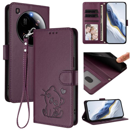 Embossed Heart Cat Leather Phone Case with Hand Strap, For Xiaomi 15 Ultra, For Xiaomi Poco X7 Pro 5G / Redmi Turbo 4 5G, For Xiaomi 15 Pro, For Xiaomi 15, For Xiaomi 14T Pro 5G, For Xiaomi 14T 5G, For Xiaomi Poco F6 5G, For Xiaomi Poco F6 Pro 5G      ...