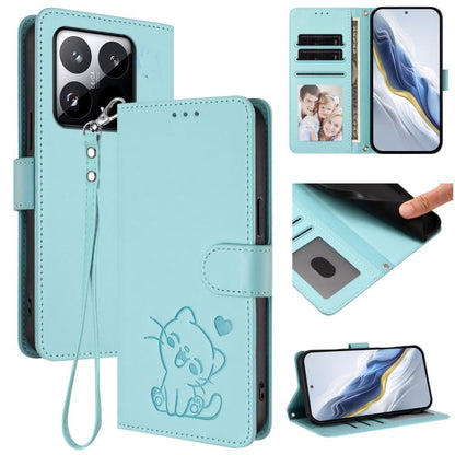 Embossed Heart Cat Leather Phone Case with Hand Strap, For Xiaomi 17 Max 5G, For Xiaomi 17T Pro 5G, For Xiaomi 15T Pro 5G, For Xiaomi 15T 5G, For Xiaomi Civi 5 Pro 5G, For Xiaomi 15S Pro 5G, For Xiaomi Poco F7 5G / Redmi Turbo 4 Pro 5G                 ...