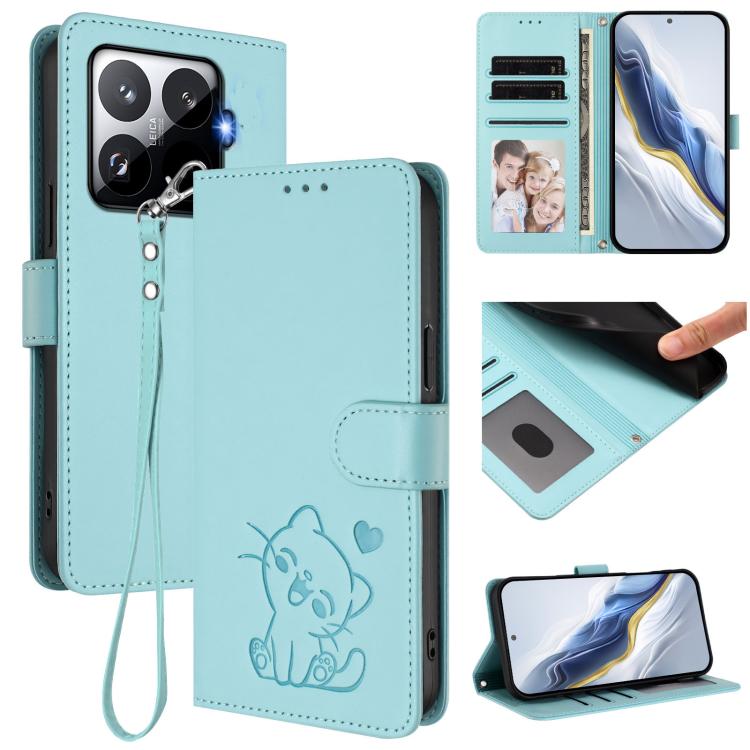Embossed Heart Cat Leather Phone Case with Hand Strap, For Xiaomi 17 Max 5G, For Xiaomi 17T Pro 5G, For Xiaomi 15T Pro 5G, For Xiaomi 15T 5G, For Xiaomi Civi 5 Pro 5G, For Xiaomi 15S Pro 5G, For Xiaomi Poco F7 5G / Redmi Turbo 4 Pro 5G                 ...