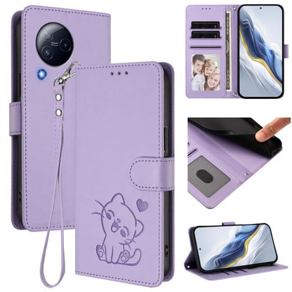 Embossed Heart Cat Leather Phone Case with Hand Strap, For Xiaomi Poco X6 Pro 5G / Redmi K70E 5G, For Xiaomi 14 Ultra 5G, For Xiaomi 14 Pro 5G, For Xiaomi 14 5G, For Xiaomi 13T / 13T Pro 5G, For Xiaomi 13 Ultra, For Xiaomi Civi 3 5G                    ...