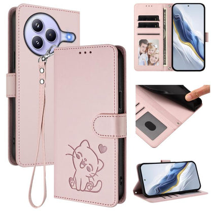 Embossed Heart Cat Leather Phone Case with Hand Strap, For Xiaomi 17 Max 5G, For Xiaomi 17T Pro 5G, For Xiaomi 15T Pro 5G, For Xiaomi 15T 5G, For Xiaomi Civi 5 Pro 5G, For Xiaomi 15S Pro 5G, For Xiaomi Poco F7 5G / Redmi Turbo 4 Pro 5G                 ...