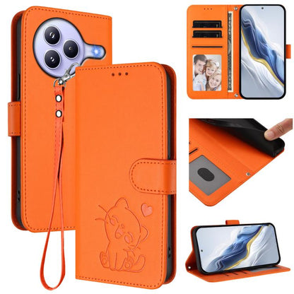 Embossed Heart Cat Leather Phone Case with Hand Strap, For Xiaomi 17 Max 5G, For Xiaomi 17T Pro 5G, For Xiaomi 15T Pro 5G, For Xiaomi 15T 5G, For Xiaomi Civi 5 Pro 5G, For Xiaomi 15S Pro 5G, For Xiaomi Poco F7 5G / Redmi Turbo 4 Pro 5G                 ...