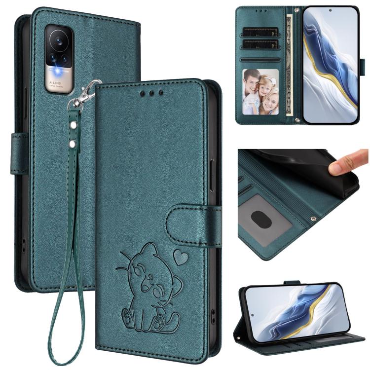 Embossed Heart Cat Leather Phone Case with Hand Strap, For Xiaomi 13 5G, For Xiaomi 12S Ultra, For Xiaomi 12 Pro / 12S Pro, For Xiaomi 12 5G / 12X 5G / 12S 5G, For Xiaomi 12 Lite, For Xiaomi Civi 1S, For Xiaomi Poco M4 Pro 4G, For Xiaomi Poco X4 Pro 5G