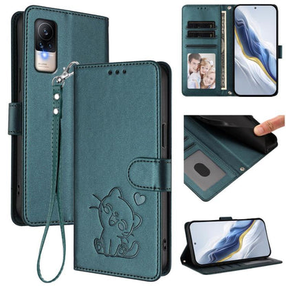 Embossed Heart Cat Leather Phone Case with Hand Strap, For Xiaomi 13 5G, For Xiaomi 12S Ultra, For Xiaomi 12 Pro / 12S Pro, For Xiaomi 12 5G / 12X 5G / 12S 5G, For Xiaomi 12 Lite, For Xiaomi Civi 1S, For Xiaomi Poco M4 Pro 4G, For Xiaomi Poco X4 Pro 5G