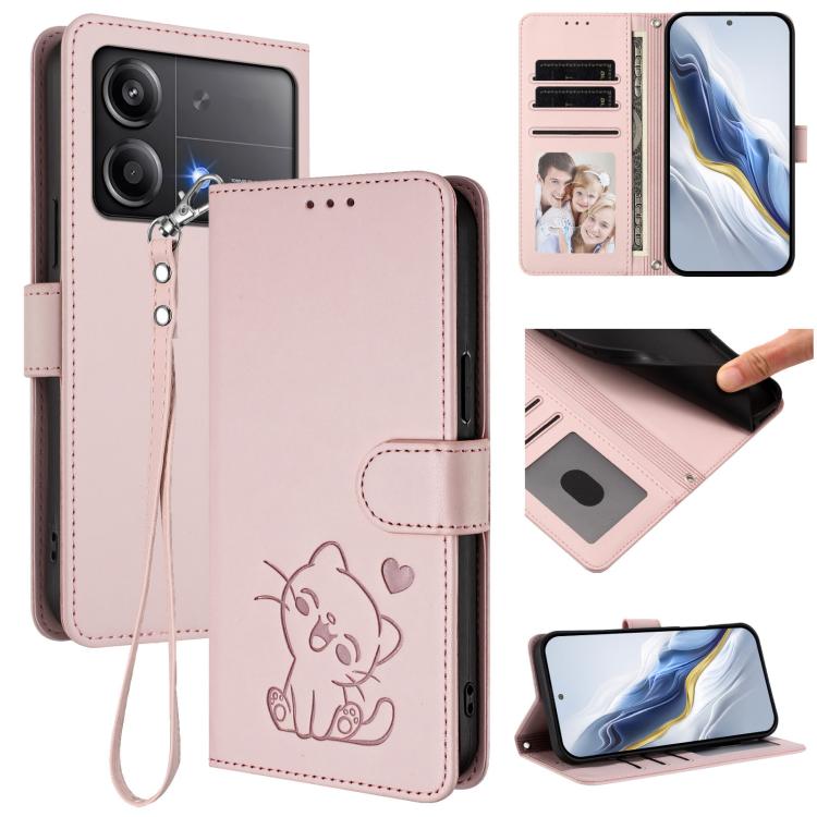 Embossed Heart Cat Leather Phone Case with Hand Strap, For Xiaomi 15 Ultra, For Xiaomi Poco X7 Pro 5G / Redmi Turbo 4 5G, For Xiaomi 15 Pro, For Xiaomi 15, For Xiaomi 14T Pro 5G, For Xiaomi 14T 5G, For Xiaomi Poco F6 5G, For Xiaomi Poco F6 Pro 5G      ...