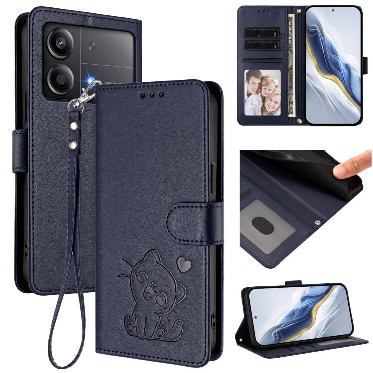 Embossed Heart Cat Leather Phone Case with Hand Strap, For Xiaomi 15 Ultra, For Xiaomi Poco X7 Pro 5G / Redmi Turbo 4 5G, For Xiaomi 15 Pro, For Xiaomi 15, For Xiaomi 14T Pro 5G, For Xiaomi 14T 5G, For Xiaomi Poco F6 5G, For Xiaomi Poco F6 Pro 5G      ...