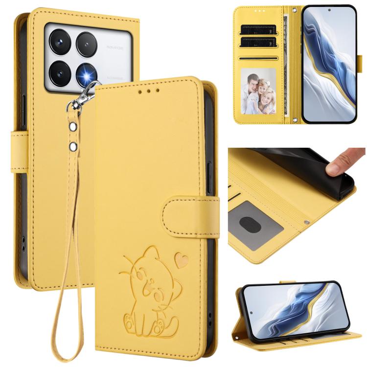 Embossed Heart Cat Leather Phone Case with Hand Strap, For Xiaomi 15 Ultra, For Xiaomi Poco X7 Pro 5G / Redmi Turbo 4 5G, For Xiaomi 15 Pro, For Xiaomi 15, For Xiaomi 14T Pro 5G, For Xiaomi 14T 5G, For Xiaomi Poco F6 5G, For Xiaomi Poco F6 Pro 5G      ...