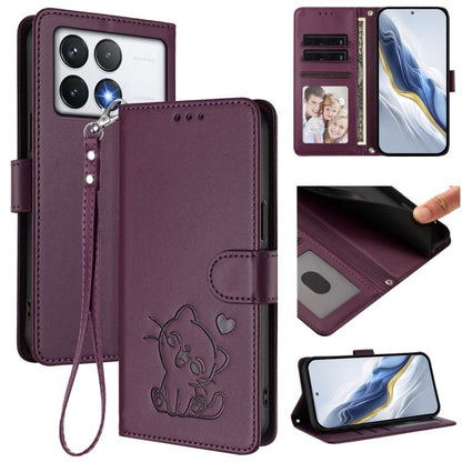 Embossed Heart Cat Leather Phone Case with Hand Strap, For Xiaomi 15 Ultra, For Xiaomi Poco X7 Pro 5G / Redmi Turbo 4 5G, For Xiaomi 15 Pro, For Xiaomi 15, For Xiaomi 14T Pro 5G, For Xiaomi 14T 5G, For Xiaomi Poco F6 5G, For Xiaomi Poco F6 Pro 5G      ...