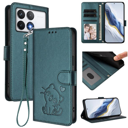 Embossed Heart Cat Leather Phone Case with Hand Strap, For Xiaomi 15 Ultra, For Xiaomi Poco X7 Pro 5G / Redmi Turbo 4 5G, For Xiaomi 15 Pro, For Xiaomi 15, For Xiaomi 14T Pro 5G, For Xiaomi 14T 5G, For Xiaomi Poco F6 5G, For Xiaomi Poco F6 Pro 5G      ...
