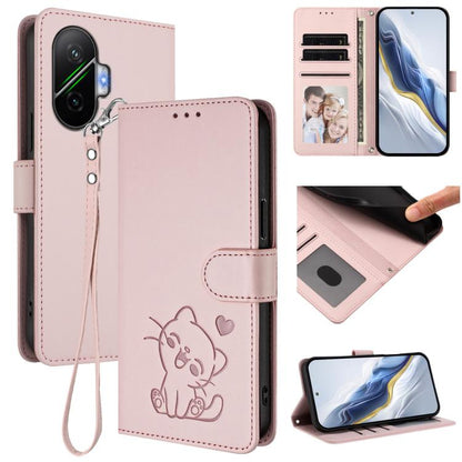 Embossed Heart Cat Leather Phone Case with Hand Strap, For Xiaomi 17 Max 5G, For Xiaomi 17T Pro 5G, For Xiaomi 15T Pro 5G, For Xiaomi 15T 5G, For Xiaomi Civi 5 Pro 5G, For Xiaomi 15S Pro 5G, For Xiaomi Poco F7 5G / Redmi Turbo 4 Pro 5G                 ...